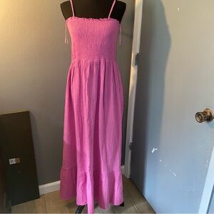 Dress‎ Gauzy Rose Pink by Raviya NWT Smocked Bodice Maxi Length Size Large
